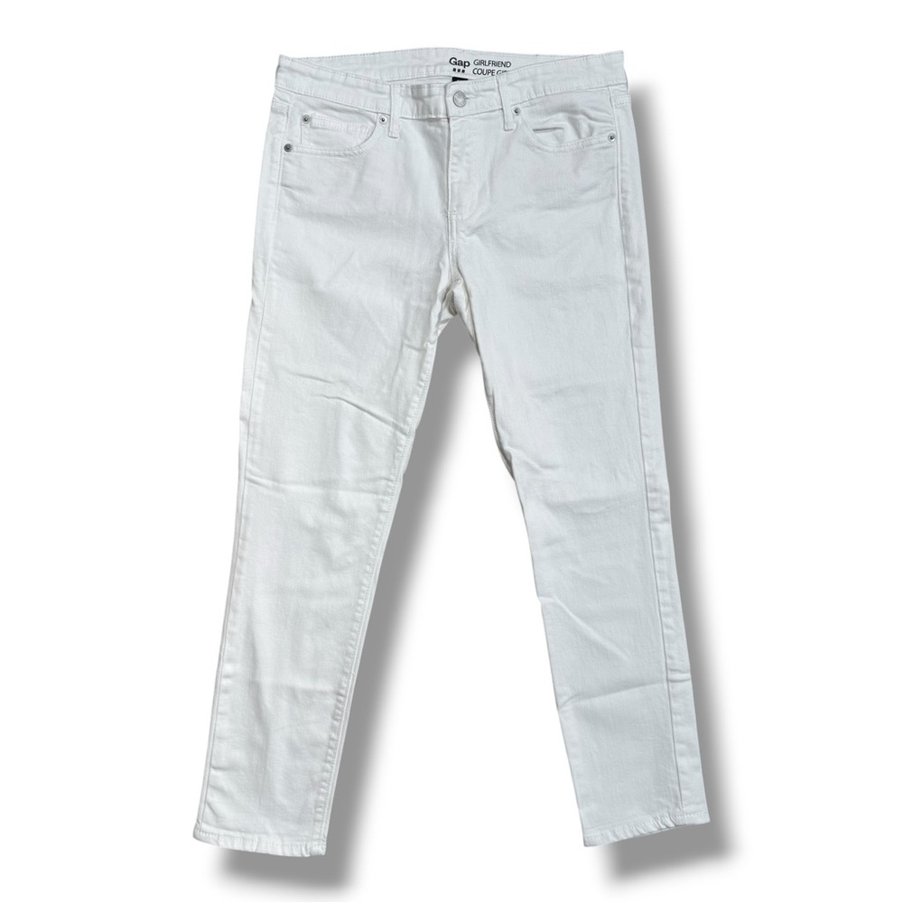 GAP Mid-Rise Ankle Length Girlfriend Jeans White Denim Women’s Size 6